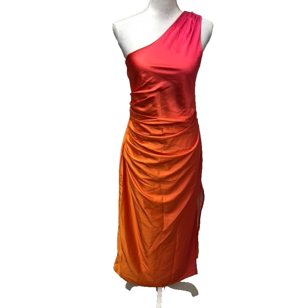 Beach Riot Anthropologie One Shoulder Midi Dress Womens Small Orange‎ Party